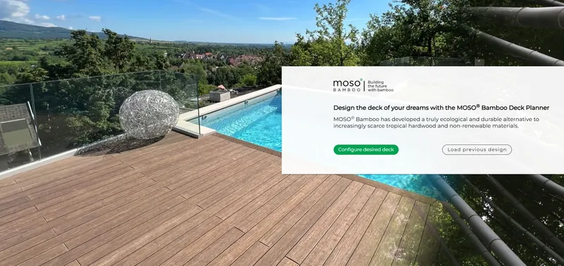 MOSO Bambus Terrassen-Konfigurator zur Gestaltung einer Traumterrasse am Pool.