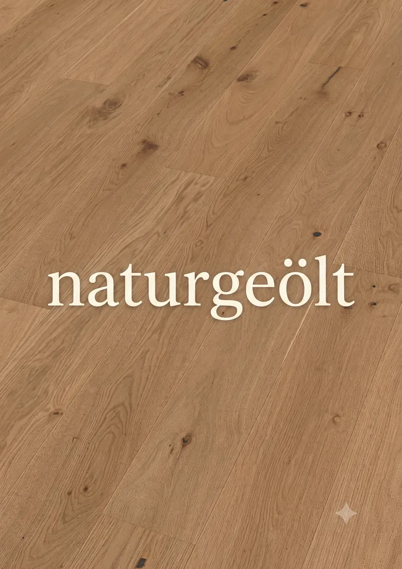 Hochwertiger Parkettboden aus naturgeöltem Holz von Disselnmeyer mit natürlicher Maserung.