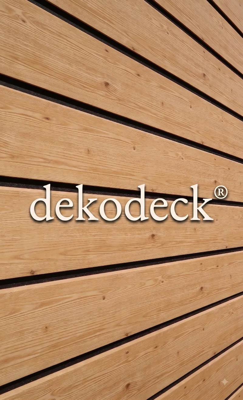 Dekodeck Holzfassade mit moderner, horizontaler Profilierung in natürlicher Holzoptik für eine hochwertige Fassadengestaltung.