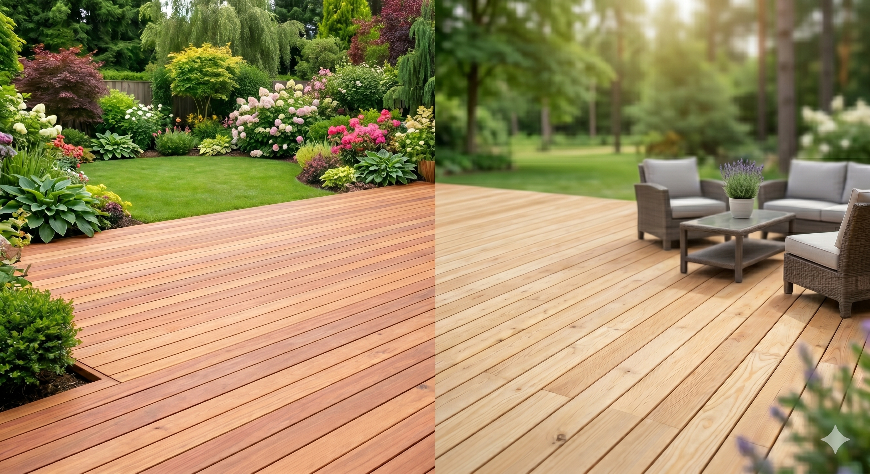 Douglasie oder Lärche? Der Nadelholz-Vergleich für die Terrasse Douglasie oder Lärche? Der Nadelholz-Vergleich für die Terrasse