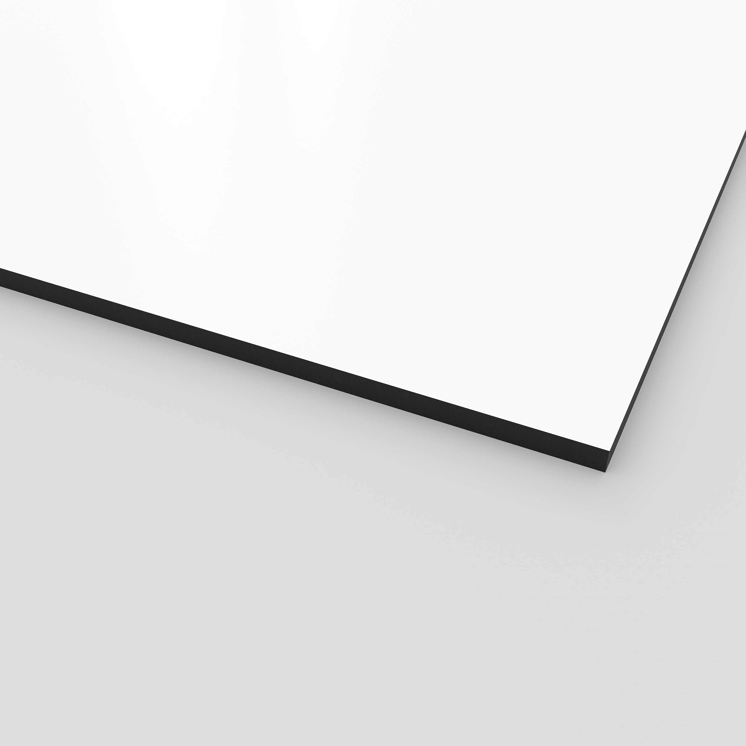 8 mm lyx HPL-Kompaktplatte weiss, ähnl. RAL 9010, beids. dekorativ, schwarzer Kern_0 8 mm lyx HPL-Kompaktplatte weiss, ähnl. RAL 9010, beids. dekorativ, schwarzer Kern_0