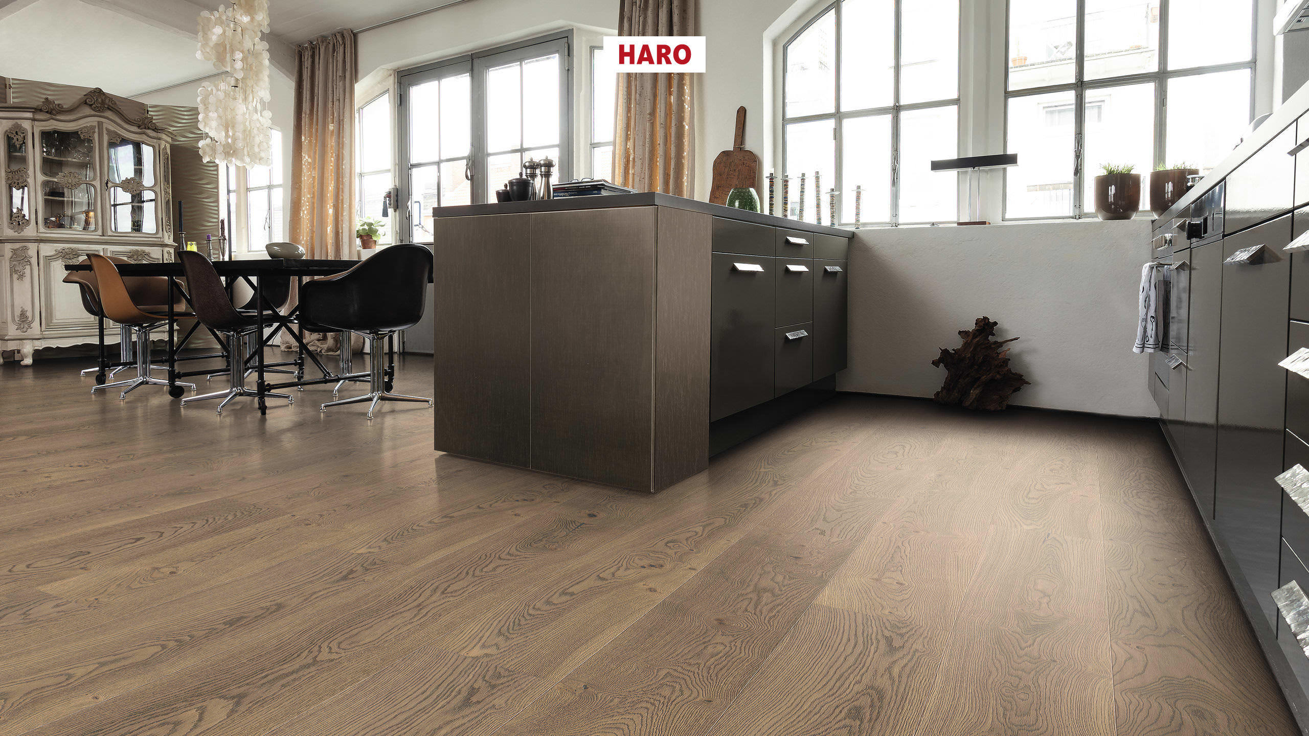 13,5 mm HARO Parkett Serie 4000 - Eiche tabakgrau Universal, alpin strukturiert 4V_1
