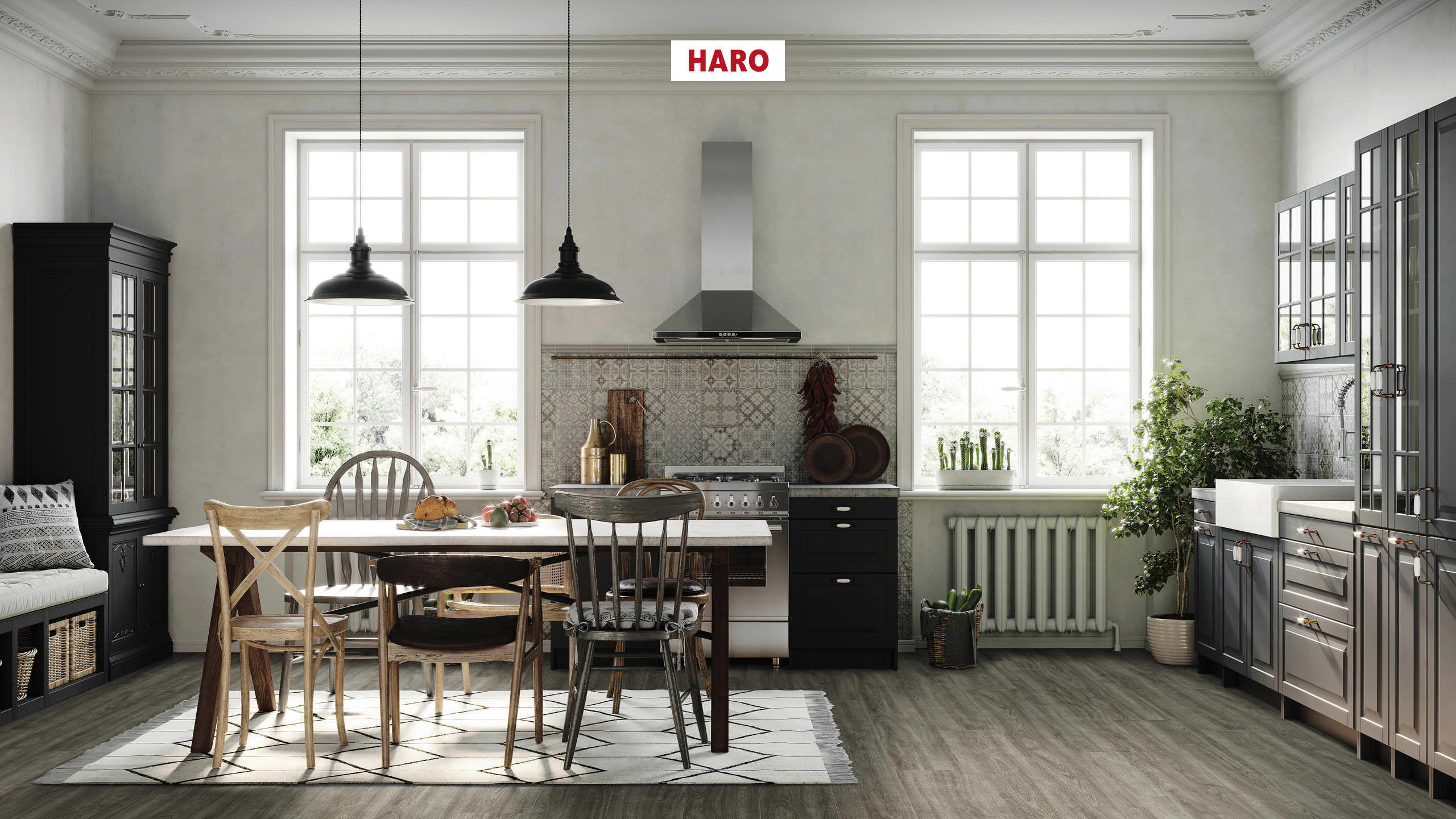 8 mm HARO Laminatboden Tritty 200 Aqua - Eiche Eleganza antikgrau_1 8 mm HARO Laminatboden Tritty 200 Aqua - Eiche Eleganza antikgrau_1