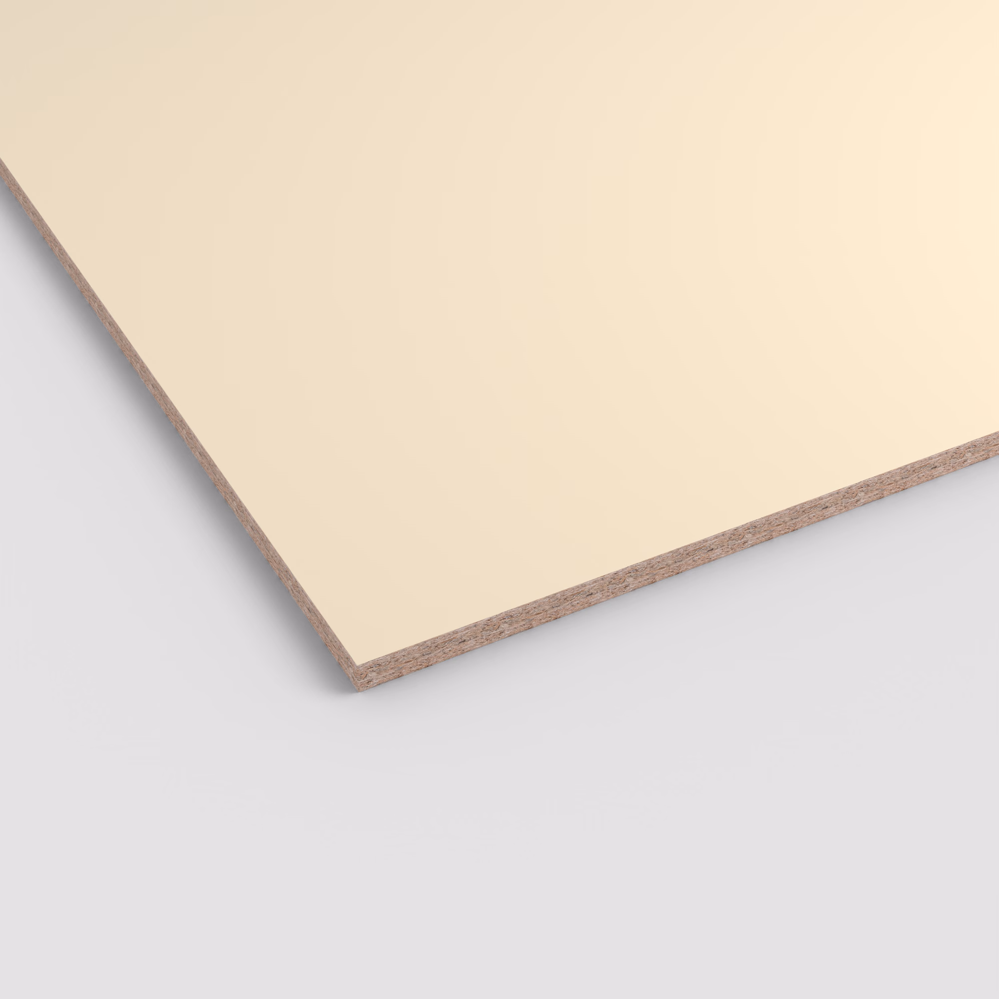 Egger Dekorspanplatte U113 Cotton hellbeige mit matter ST9 Oberfläche und sichtbarer Kante. 19mm stark, antimikrobiell, 2800x2070mm.