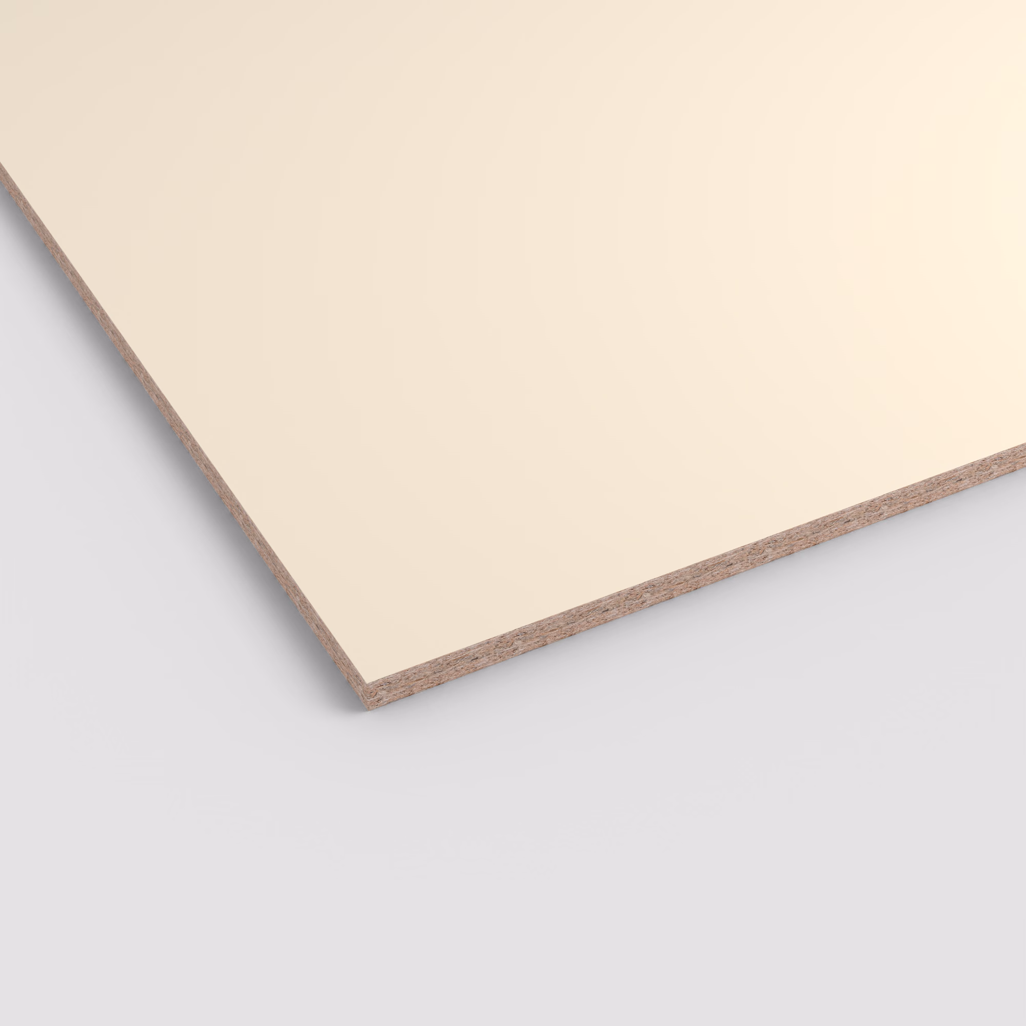 egger-19-mm-egger-eurodekor-span-u222-st9-19x2070x2800mm-recyclebar-abriebfest-unifarben-lichtecht-antimikrobielle-oberflaeche-span-01 Egger Eurodekor Spanplatte U222 ST9 in Cremeweiß. Die Ecke zeigt die 19mm Stärke, den rohen Spanplattenkern und die glatte, unifarbene Oberfläche. Abriebfest, lichtecht und antimikrobiell.…