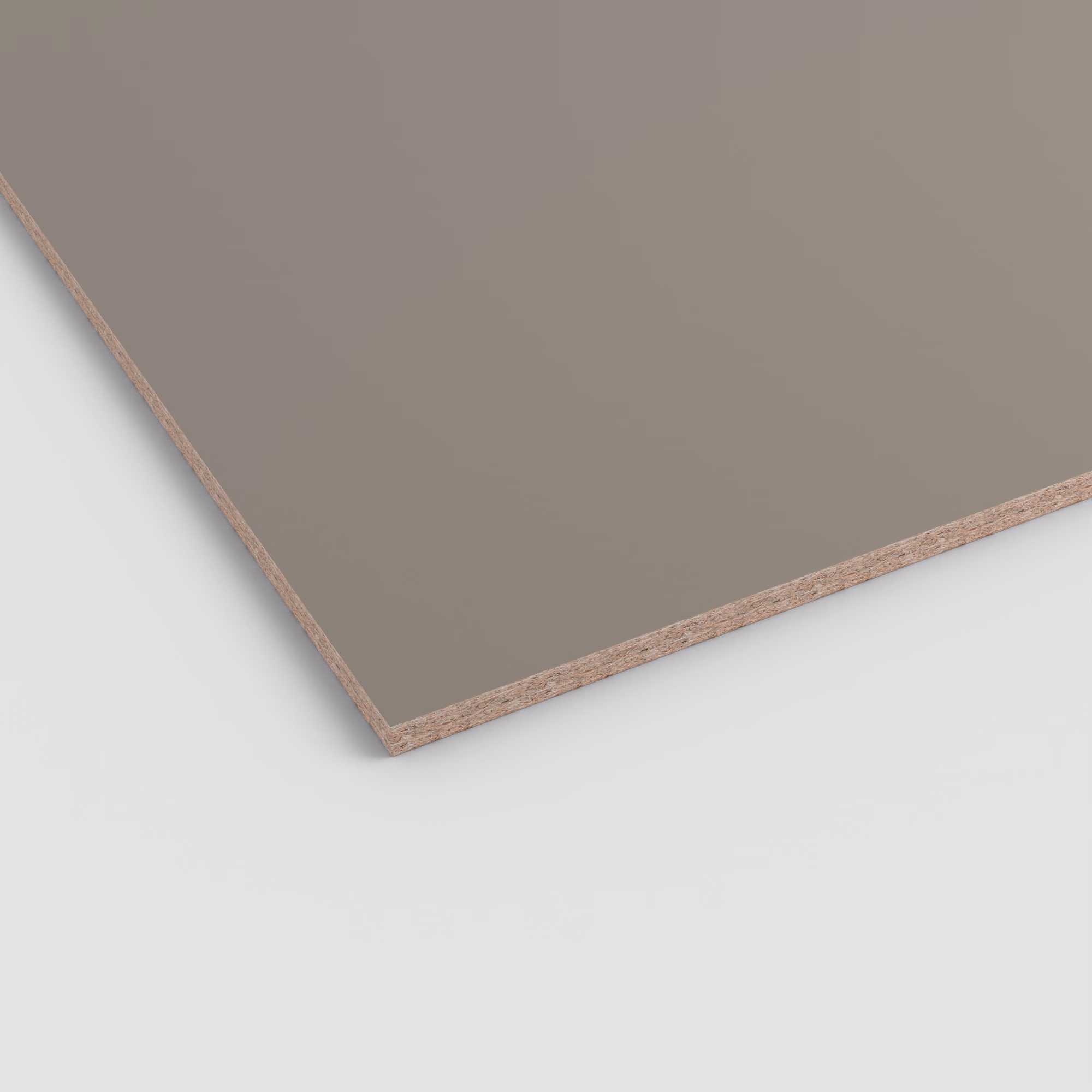 EGGER Eurodekor Spanplatte 19mm U740 ST9 mit matter, unifarbener Oberfläche und sichtbarer Spanplattenstruktur an der Kante. Format 2800x2070mm.