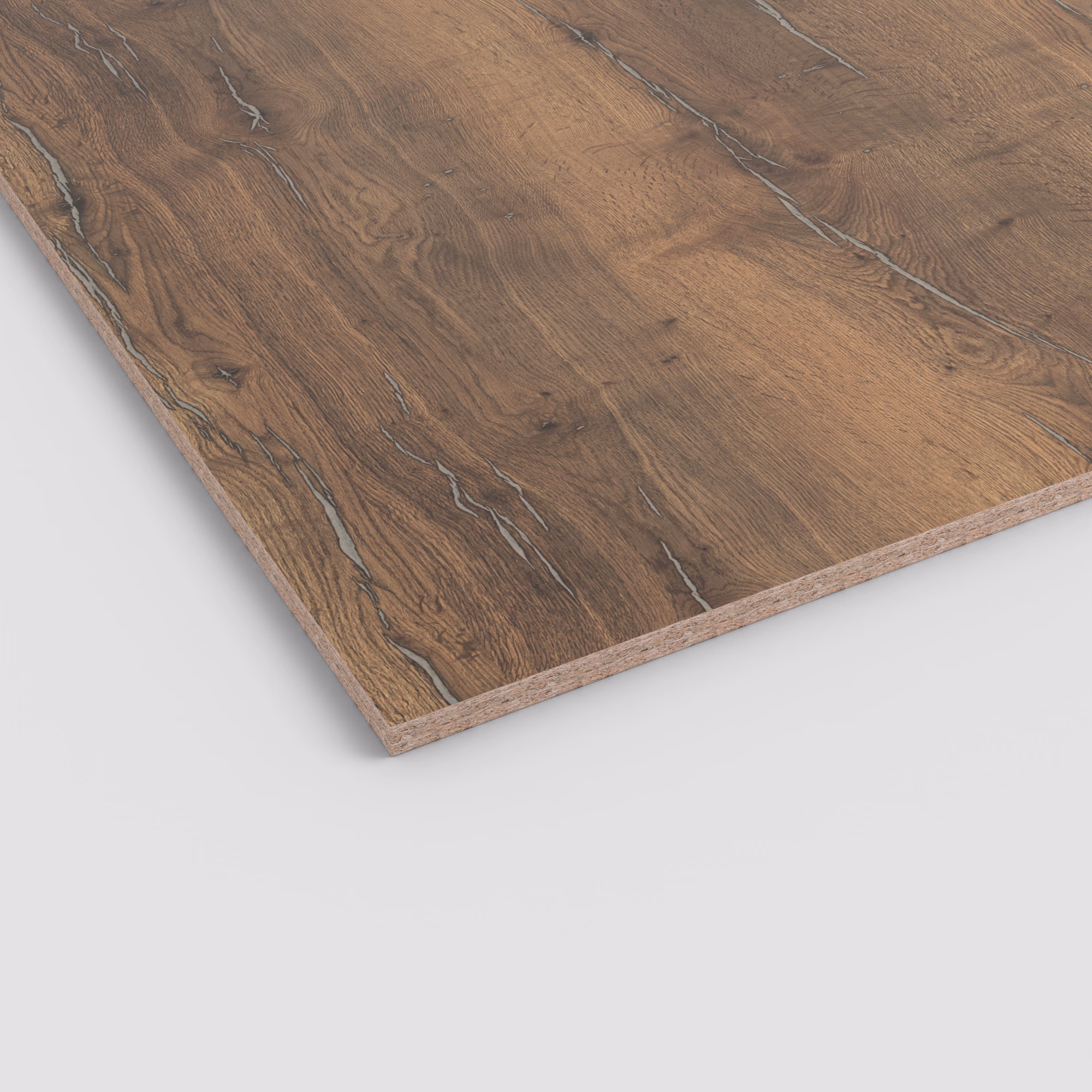 egger-196-mm-egger-eurodekor-span-h3176-st37-196x2070x2800mm-recyclebar-abriebfest-lichtecht-antimikrobielle-oberflaeche-span-holz-01 EGGER Dekorspanplatte H3176 ST37 in 19,6 mm Stärke. Warmes, braunes Eichendekor mit markanten Rissen und fühlbarer Struktur auf Spanplattenträger. Robust, lichtecht und antimikrobiell.
