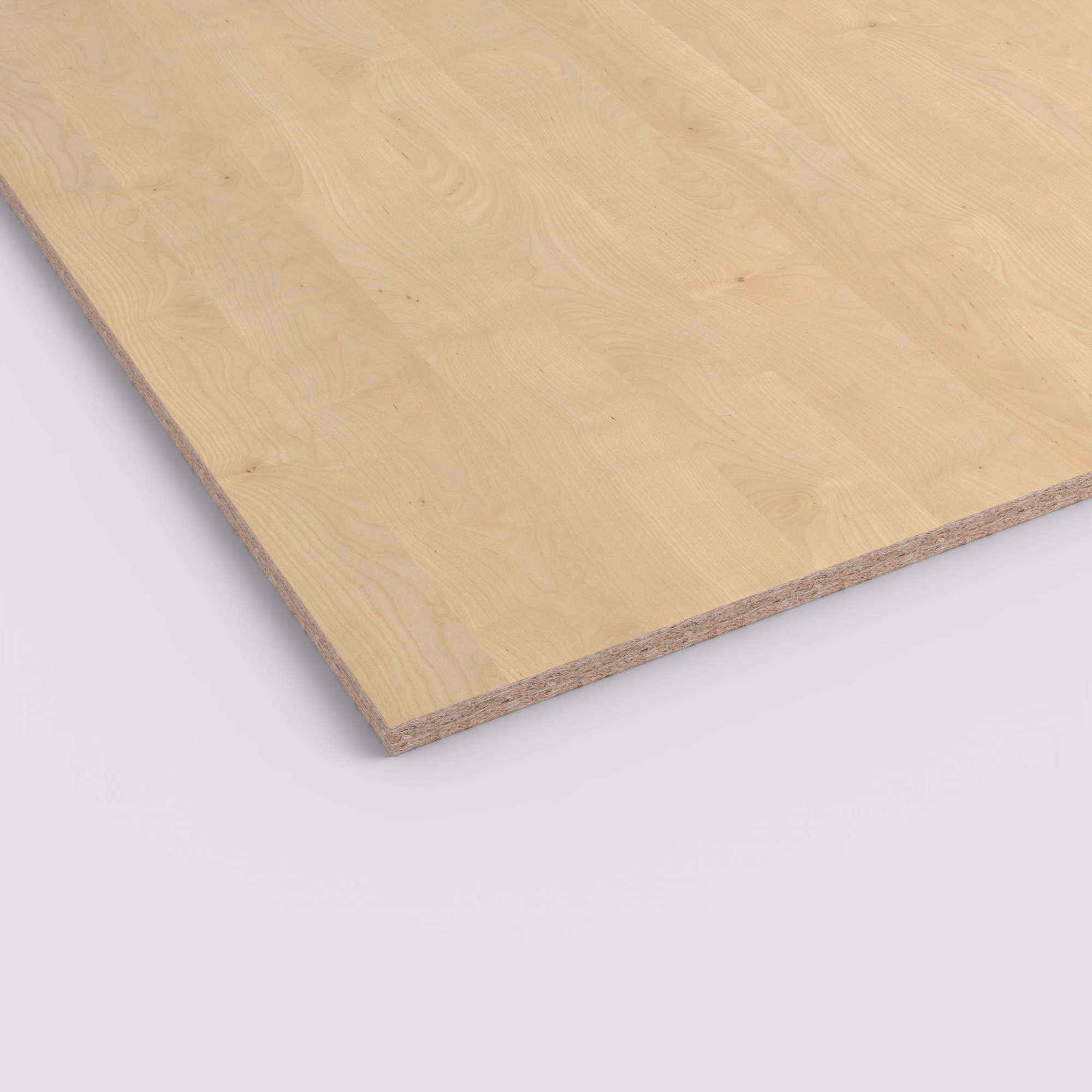 egger-25-mm-egger-eurodekor-span-h3840-st9-25x2070x2800mm-recyclebar-abriebfest-lichtecht-antimikrobielle-oberflaeche-span-holz-01 Egger Eurodekor Dekorspanplatte H3840 ST9 in 25 mm Stärke. Helles Holzdekor mit natürlicher Maserung und sichtbarem Spanplattenkern an der Schnittkante.