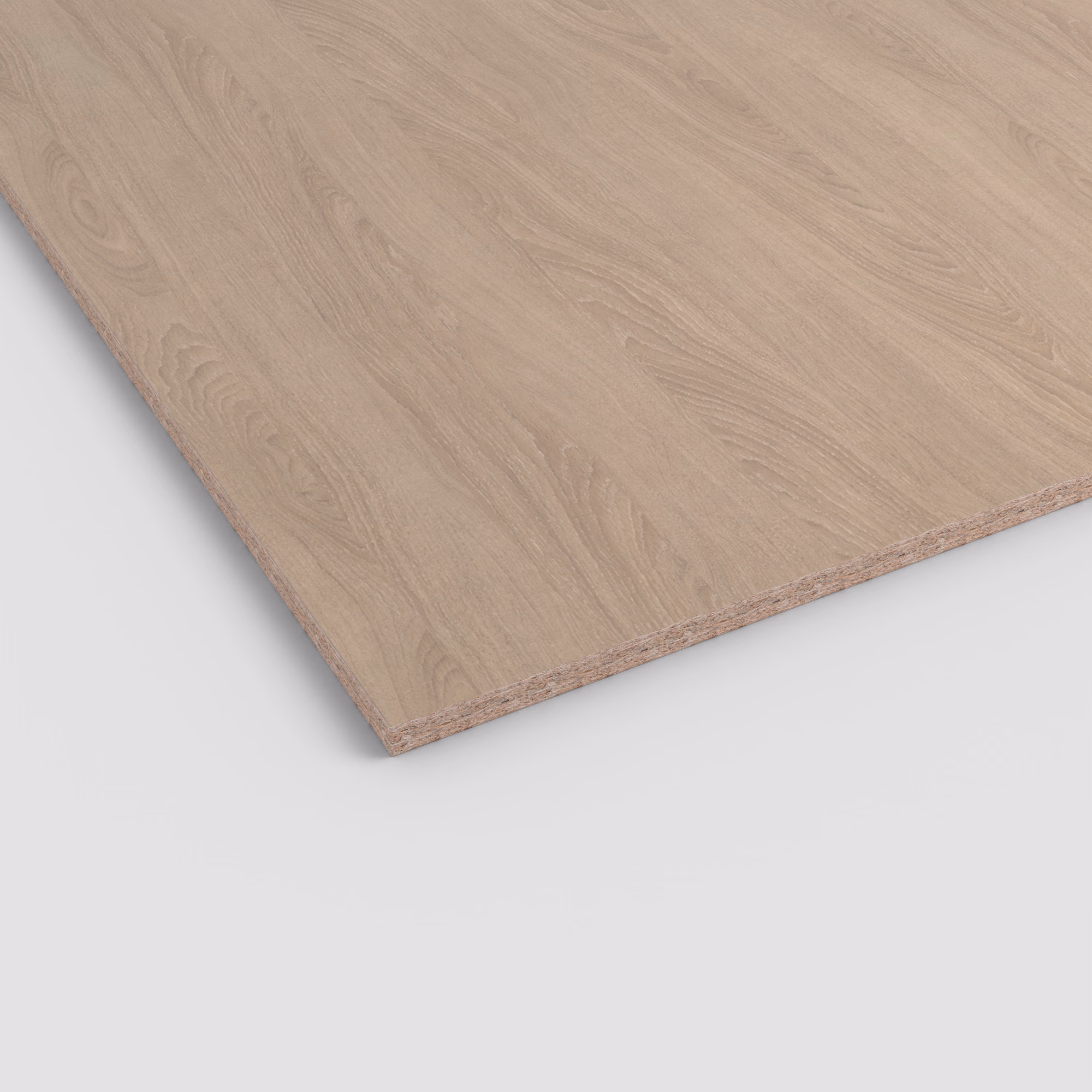 Egger Eurodekor H1377 ST36 Dekorspanplatte in hellem Eiche-Look. Realistische Holzmaserung auf 19 mm starker Spanplatte, Kante mit sichtbarem Kern. Abriebfest und lichtecht.