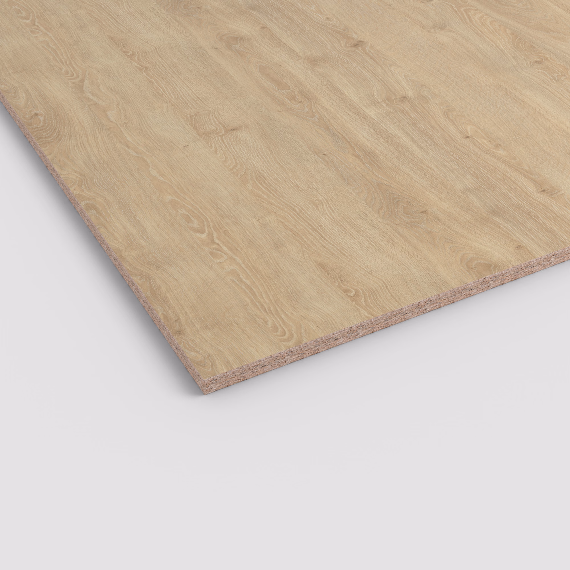 Egger Dekorspanplatte H3131 ST12, 19mm stark. Helles Holzdekor mit realistischer Maserung und sichtbarem Spankern. Abriebfest, lichtecht und antimikrobiell. Format 2800x2070mm.