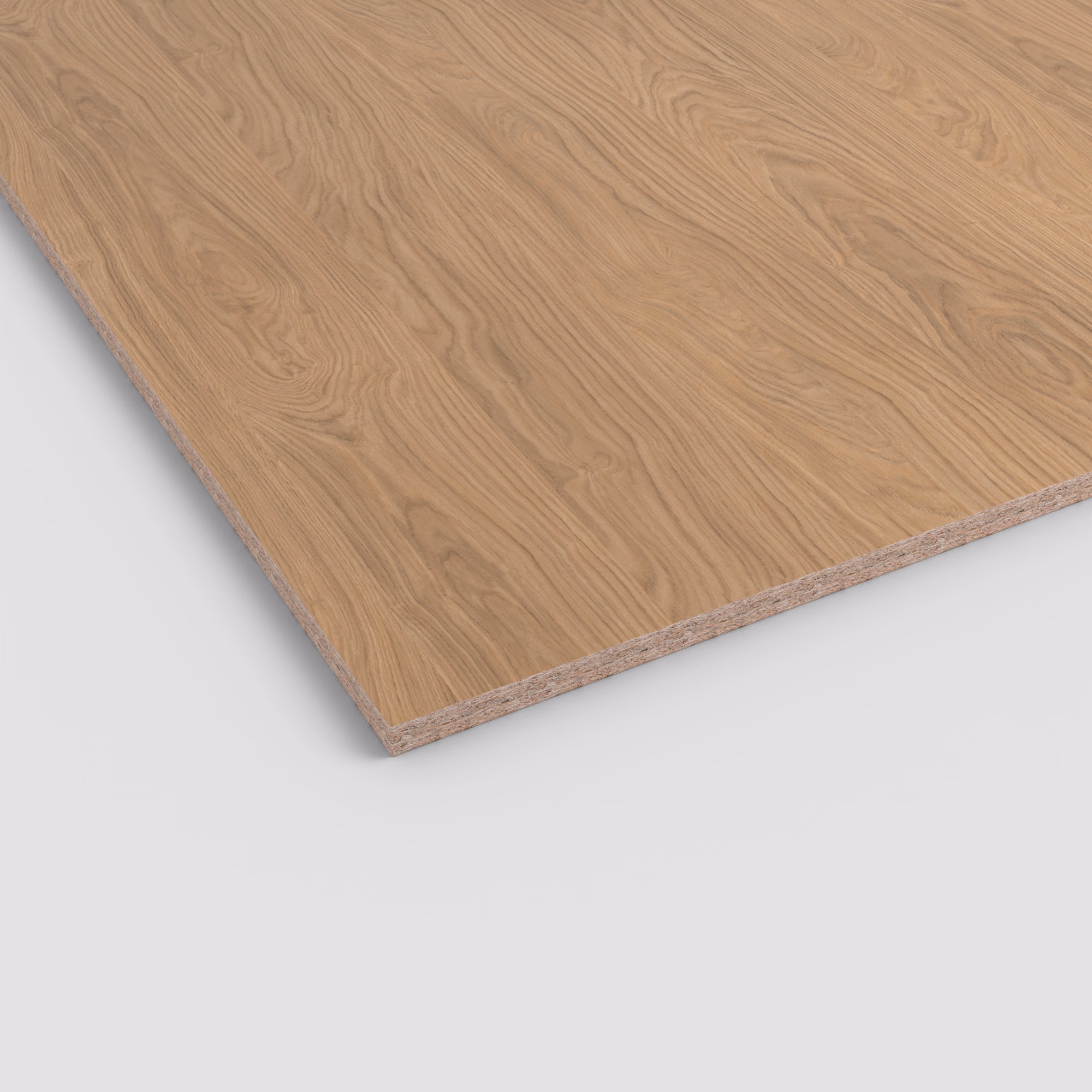 egger-256-mm-egger-eurodekor-span-h1385-st40-256x2070x2800mm-recyclebar-abriebfest-lichtecht-antimikrobielle-oberflaeche-span-01 Egger Eurodekor Dekorspanplatte H1385 ST40 in naturgetreuer Eichenoptik. Die 25,6 mm starke Platte zeigt eine lebhafte Holzmaserung und den typischen Spanplattenkern an der Kante.
