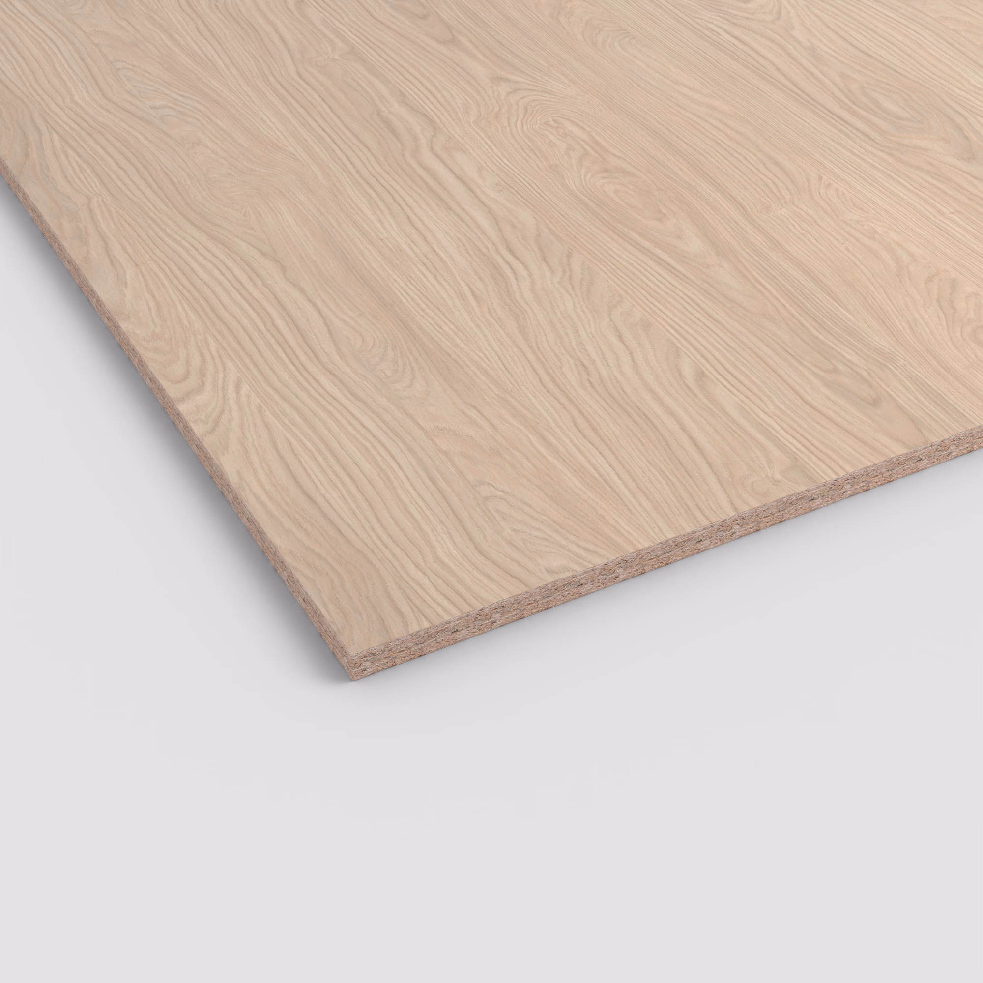 Helle Egger Eurodekor Spanplatte H1388 ST40, 19,6 mm stark. Die Oberfläche zeigt eine natürliche Holzmaserung, die Kante den massiven Spankern. Abriebfestes Dekor.