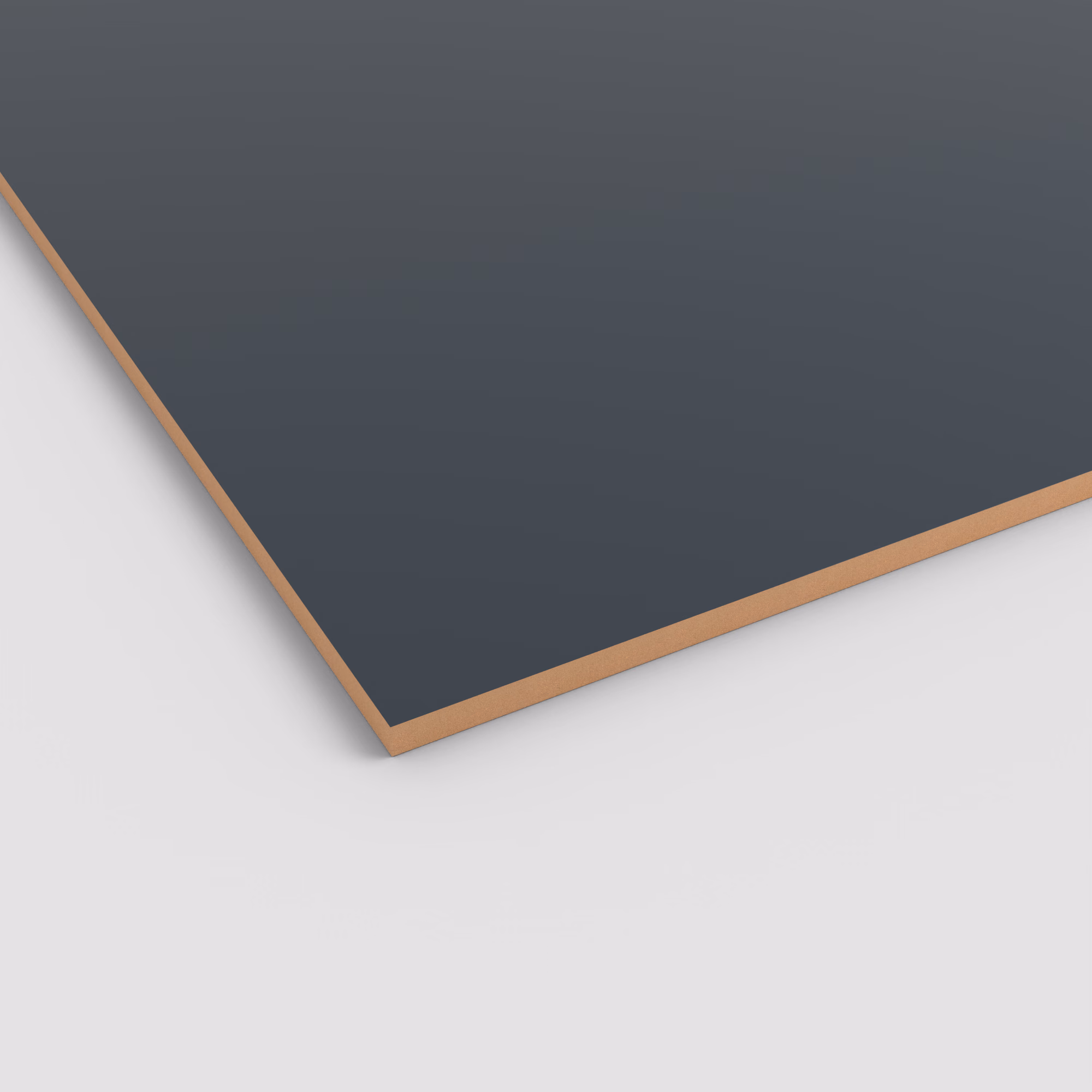 egger-19-mm-egger-perfectsense-matt-lackplatten-mdf-u590-pm-19x2070x2800mm-kratzfest-fleckenunempfindlich-resistent-gegen-mikrokratzer-unifarben-matte-oberflaeche-antibakteriell-01 EGGER PerfectSense Matt MDF Lackplatte U590 PM in 19mm Stärke. Die dunkelgraue, matte Oberfläche ist kratzfest. Die Kante zeigt den MDF-Kern.