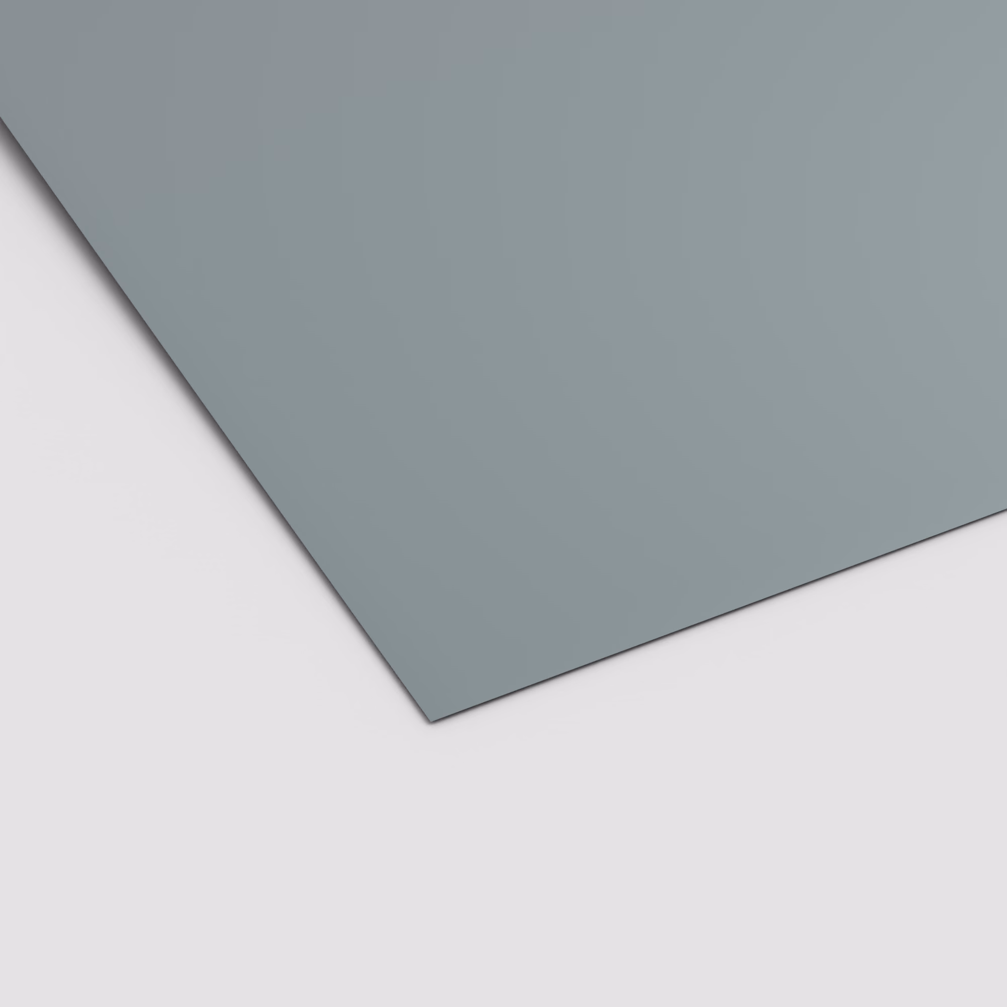 Unifarbene EGGER Schichtstoffplatte U636 ST9 in mattem Grau-Blau. 0,8 mm starkes, abriebfestes HPL Laminat, 2800 x 1310 mm.