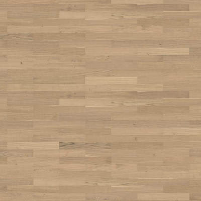 Verlegtes HARO Parkett Serie 4000 Eiche invisible Objekt. Helles Eichenholz mit natürlicher, ruhiger Maserung im Stabformat. 10 mm Stärke, Blauer Engel zertifiziert.