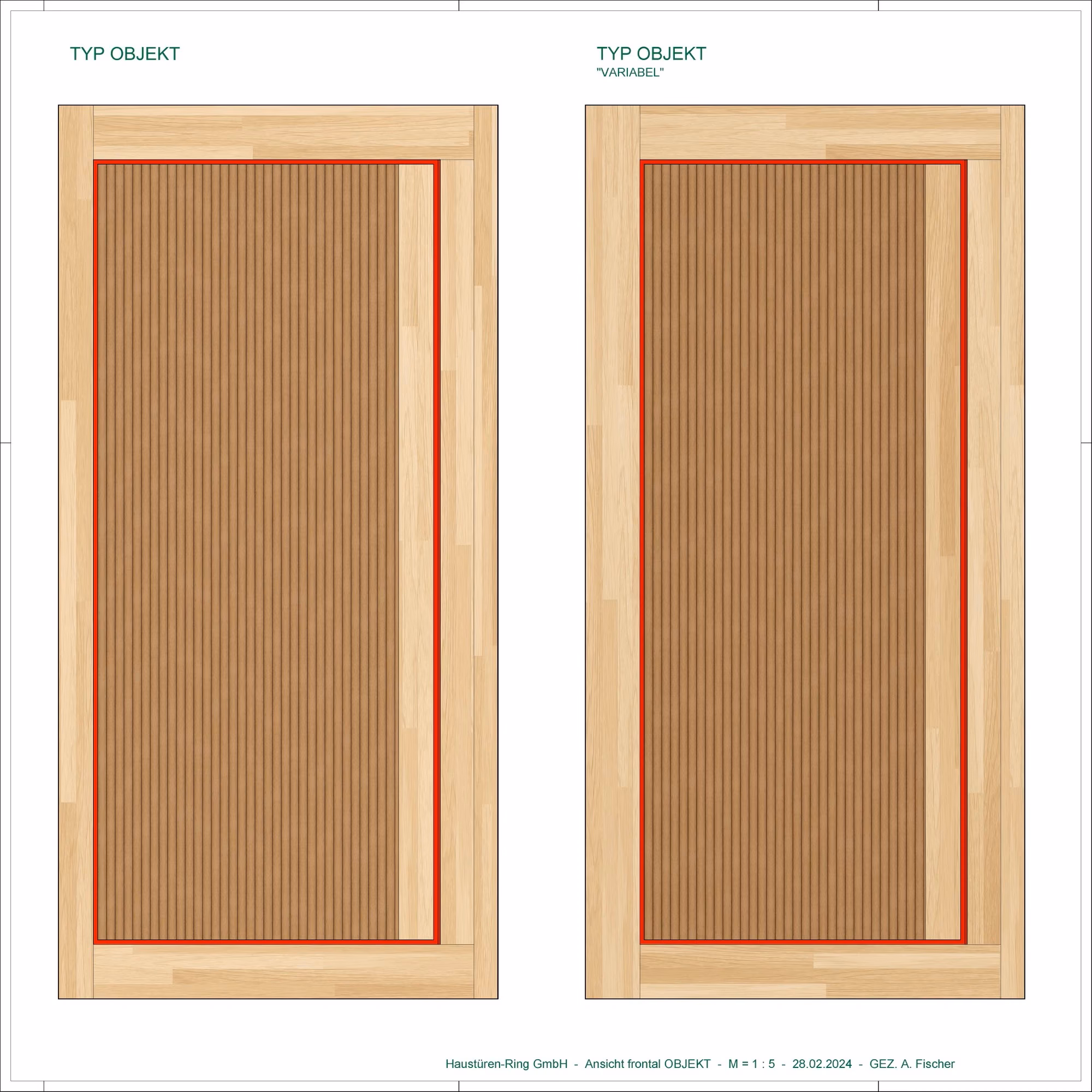 haustueren-ring-78-mm-haustuerrohling-typ-oeko-passiv-variabel-format-2280-x-1130-mm-2180-x-1060-mm-78x1130x2280mm-ssk-1-b3-01 Haustüren-Ring Haustürrohling Typ Öko Passiv Variabel, 78 mm stark. Technische Ansicht des hellen Holz-Rohlings im Format 2280x1130 mm mit detaillierter Rahmen- und Füllungsstruktur.